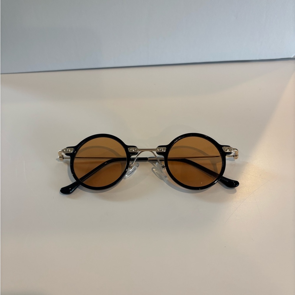 Round Black and Brown Sunglasses